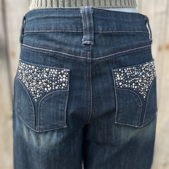 LADIES CACHE WESTERN DARK DENIM JEAN SIZE 6 COUNTRY GIRL DECORATIVE POCKETS - Picture 4 of 6